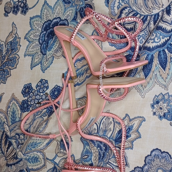 Steve Madden uplift pink Rhinestone highlace up high heel New - Picture 7 of 15